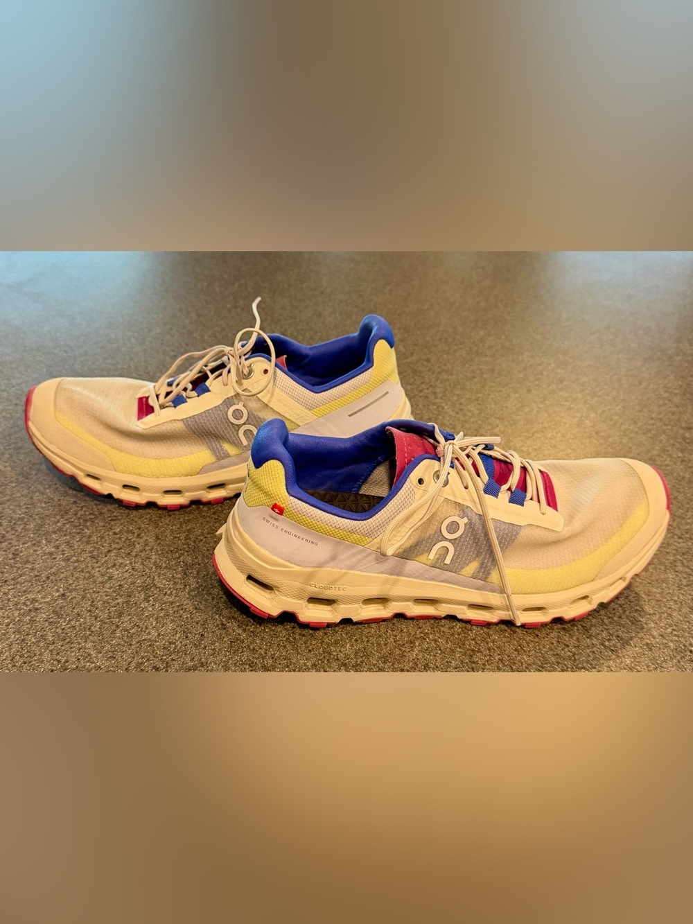 On Running Women's Lightweight Running Shoes - White with Blue & Yellow